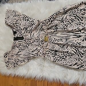 H&M animal print dress in peach biege and black